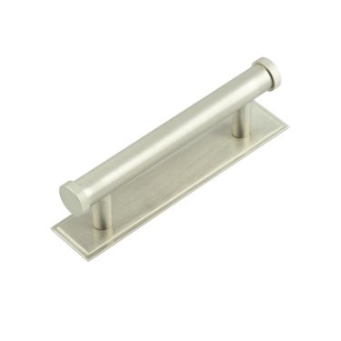 Click Here To Enlarge This Photo Of HOX-250SN-6050SN Frelan Hardware Hoxton Thaxted Cabinet Handle 96mm on Stepped Backplate Satin Nickel
