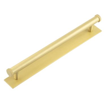 Click Here To Enlarge This Photo Of HOX-260SB-5060SB Frelan Hardware Hoxton Thaxted Cabinet Handle 224mm on Plain Backplate Satin Brass