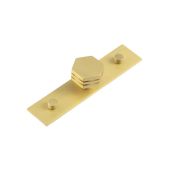 HOX-330SB-5090SB Frelan Hardware Hoxton Nile Cupboard Knob 30mm on Plain Backplate Satin Brass