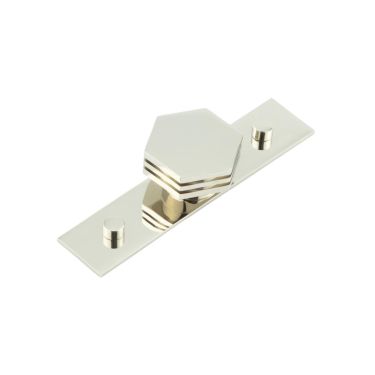 Click Here To Enlarge This Photo Of HOX-340PN-5090PN Frelan Hardware Hoxton Nile Cupboard Knob 40mm on Plain Backplate Polished Nickel