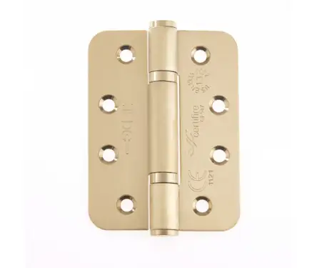 Click Here To Enlarge This Photo Of J9633SB Frelan Hardware Jedo Certifire Grade 13 &lpar;Stainless Steel&rpar; Radius Polymer Bearing 3 Knuckle Hinges 102mm x 76mm x 3mm Satin Brass &lpar;Pack of 3&rpar;