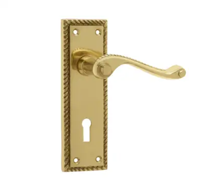 Click Here To Enlarge This Photo Of JG1PB Frelan Hardware Jedo Georgian Suite Door Handles on Lockplate Polished Brass