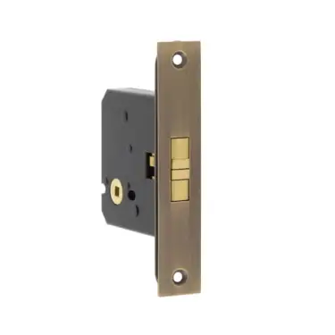 Click Here To Enlarge This Photo Of JL840AB Frelan Hardware Jedo Sliding Door Bathroom Lock &lpar;56mm Backset&rpar; Antique Brass