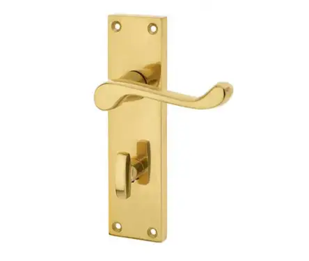 Click Here To Enlarge This Photo Of JV10BPB Frelan Hardware Jedo Victorian Scroll Door Handles on Bathroom Plate Polished Brass