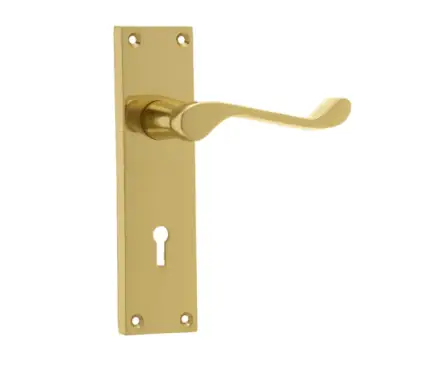 Click Here To Enlarge This Photo Of JV10PB Frelan Hardware Jedo Victorian Scroll Door Handles on Lockplate Polished Brass