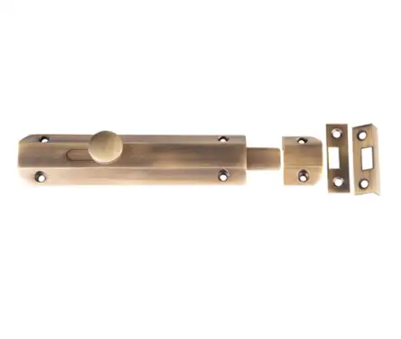 Click Here To Enlarge This Photo Of JV168AB Frelan Hardware Jedo Architectural Slide Door Bolt 150mm x 35mm Antique Brass