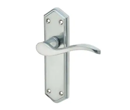 Click Here To Enlarge This Photo Of JV281SC Frelan Hardware Jedo Paris Suite Door Handles on Latchplate Satin Chrome