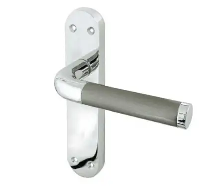 Click Here To Enlarge This Photo Of JV432PCSC Frelan Hardware Jedo Twin Suite Door Handles on Latchplate Polished Chrome&sol;Satin Chrome