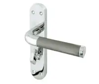 JV433PCSC Frelan Hardware Jedo Twin Suite Door Handles on Bathroom Plate Polished Chrome&sol;Satin Chrome