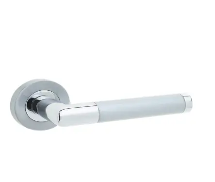 Click Here To Enlarge This Photo Of JV435PCSC Frelan Hardware Jedo Mitred Handles on Rose Polished Chrome&sol;Satin Chrome