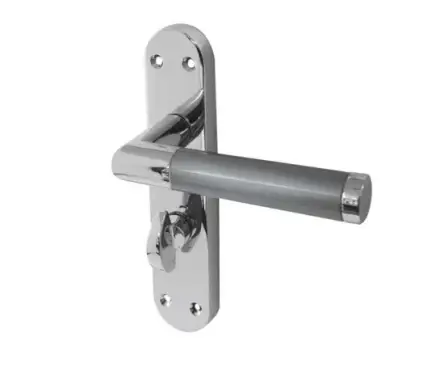 Click Here To Enlarge This Photo Of JV438PCSC Frelan Hardware Jedo Mitred Suite Door Handles on Bathroom Plate Polished Chrome&sol;Satin Chrome