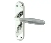 JV533PCSC Frelan Hardware Jedo Stylo Suite Door Handles on Bathroom Plate Polished Chrome&sol;Satin Chrome