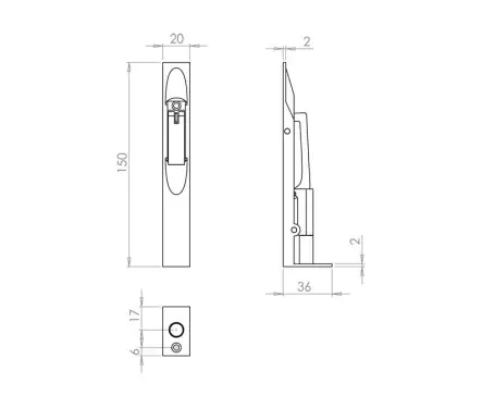 Click Here To Enlarge This Photo Of JV5640BPC Frelan Hardware Jedo Brass Lever Action Flush Bolt 150mm x 19mm Polished Chrome