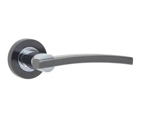Click Here To Enlarge This Photo Of JV780PCBN Frelan Hardware Jedo Modena Door Handles on Rose Polished Chrome&sol;Polished Black Nickel