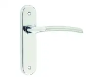 JV863PCSC Frelan Hardware Jedo Lorenzo Kontrax Suite Door Handles on Latchplate Polished Chrome&sol;Satin Chrome