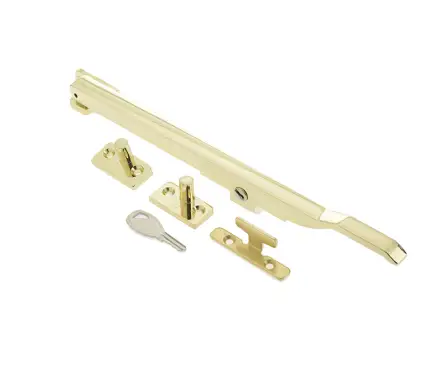 Click Here To Enlarge This Photo Of JW77LPB Frelan Hardware Jedo Modern Lockable Casement Stay 250mm Polished Brass