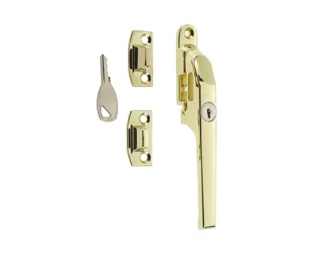 Click Here To Enlarge This Photo Of JW78LPB Frelan Hardware Jedo Modern Lockable Casement Fastener 124mm Polished Brass