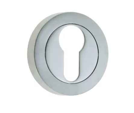 Click Here To Enlarge This Photo Of JV503EPCSC Frelan Hardware Jedo Dual Euro Profile Escutcheon on 50mm Round Rose Polished Chrome &sol; Satin Chrome