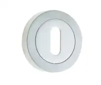 JV503PCSC Frelan Hardware Jedo Dual Standard Keyway Escutcheon on 50mm Round Rose Polished Chrome &sol; Satin Chrome