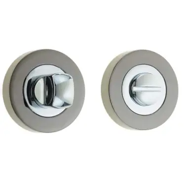 Click Here To Enlarge This Photo Of JV2666PCBN Frelan Hardware Jedo Designer Turn & Release on Round Rose without Indicator 50x10mm Polished Chrome &sol; Black Nickel