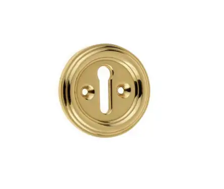 Click Here To Enlarge This Photo Of JV604PB Frelan Hardware Jedo Parisian Standard Keyway Escutcheon 42mm Polished Brass