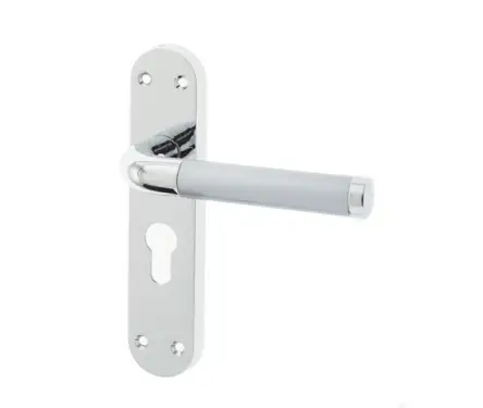 Click Here To Enlarge This Photo Of JV431EPCSC Frelan Hardware Jedo Twin Suite Door Handle on Euro Profile Lockplate Polished Chrome&sol;Satin Chrome