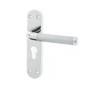 JV431EPCSC Frelan Hardware Jedo Twin Suite Door Handle on Euro Profile Lockplate Polished Chrome&sol;Satin Chrome