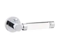 JH5314PC Frelan Hardware Jedo Milo Door Handles on Rose - Plain Glass&sol;Polished Chrome