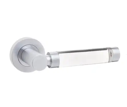 Click Here To Enlarge This Photo Of JH5314SC Frelan Hardware Jedo Milo Door Handles on Rose - Plain Glass&sol;Satin Chrome