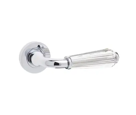 Click Here To Enlarge This Photo Of JH5312PC Frelan Hardware Jedo Fluted Door Handles on Rose - Glass&sol;Polished Chrome