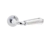 JH5312PC Frelan Hardware Jedo Fluted Door Handles on Rose - Glass&sol;Polished Chrome