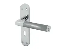 JV436PCSC Frelan Hardware Jedo Mitred Suite Door Handles on Lockplate Polished Chrome&sol;Satin Chrome