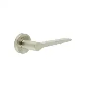 JV851SN Frelan Hardware Jedo 'Geo' Lever Handles on Round Rose - Satin Nickel