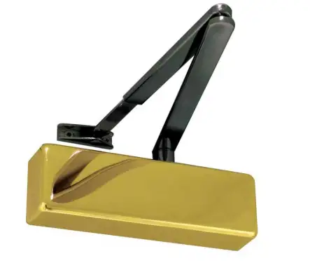 Click Here To Enlarge This Photo Of JD150PB Frelan Hardware Jedo Standard EN&period;2-4 Overhead Door Closer with Black Arm - Polished Brass