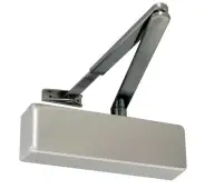 JD150SE Frelan Hardware Jedo Standard EN&period;2-4 Overhead Door Closer with Black Arm - Silver Enamelled