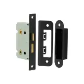 JL450BL Frelan Hardware Jedo Kontrax Bathroom Lock with Square Forend & Radiused Strike Plate 65mm Black