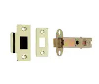 JL6666S-100 Frelan Hardware Jedo Double Sprung Tubular Latch 96mm Polished Brass &sol; Satin Chrome