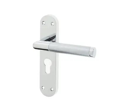 Click Here To Enlarge This Photo Of JV436EPCSC Frelan Hardware Mitred Suite Door Handle on Euro Profile Lockplate Polished Chrome&sol;Satin Chrome