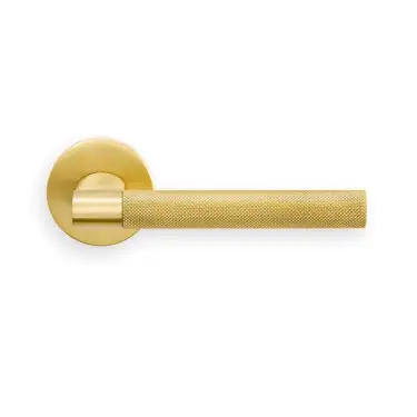 Click Here To Enlarge This Photo Of HN5SB Carlisle Brass Manital 'Hey Rete' Lever Handle on Round Rose - Satin Brass