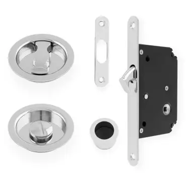 Click Here To Enlarge This Photo Of AW110RPC - Alexander & Wilks Radius Sliding Door Lock Set &lpar;Round Roses&rpar;  - Polished Chrome