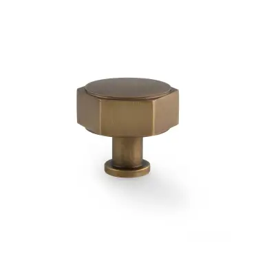 Click Here To Enlarge This Photo Of AW828-40-AB - Alexander & Wilks Vesper Hex 40mm Cabinet Knob - Antique Brass