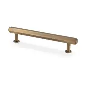 AW830-128-AB - Alexander & Wilks Vesper Hex T-Bar Cabinet Pull - Antique Brass - 128mm c&sol;c