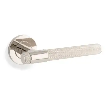 Click Here To Enlarge This Photo Of AW240PNPVD - Alexander & Wilks Knurled Kingston Lever on Round Rose - Polished Nickel PVD