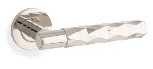 Click Here To Enlarge This Photo Of AW226PNPVD - Alexander & Wilks Diamond Cut Spitfire Lever on Round Rose - Polished Nickel PVD