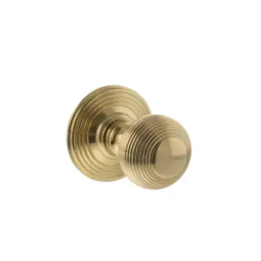 Click Here To Enlarge This Photo Of Atlantic - OE50RMKRB Old English 'Ripon' Solid Brass Reeded Mortice Knob on Concealed Fix Rose - Raw Brass