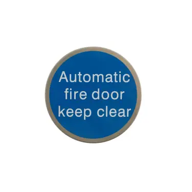 Click Here To Enlarge This Photo Of Atlantic - AS75AFDKCASSS 'Automatic Fire Door Keep Clear' Disc Sign 75mm &lpar;Self Adhesive&rpar; - Satin Stainless Steel