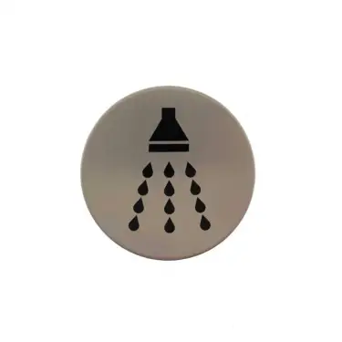 Click Here To Enlarge This Photo Of Atlantic - AS75SASSS 'Shower' Disc Sign 75mm &lpar;Self Adhesive&rpar; - Satin Stainless Steel