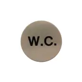 Atlantic - AS75WCASSS 'WC' Disc Sign 75mm &lpar;Self Adhesive&rpar; - Satin Stainless Steel