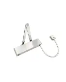 VDC-EMS04-HO&sol;SF-SR-SSS - Zoo Hardware Vier Electro Magnetic Overhead Door Closer &lpar;Hold Open&sol;Swing Free&rpar; Fixed Power Size 4 with Standard Arm & Semi Radius Cover - Satin Stainless Steel Finish