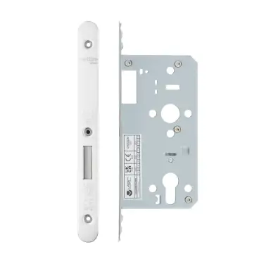 Click Here To Enlarge This Photo Of VDL0055-R-PSS - Zoo Hardware Vier DIN Euro Deadlock 55mm Backset with 2pc Radius Forend - Polished Stainless Steel Finish